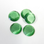 Fiber-Optic Flat Back Stone with Faceted Top and Table - Round 11MM CAT'S EYE GREEN