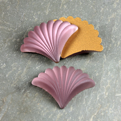 Glass Cabochon - Fan/Shell Shape 25x19MM MATTE LT AMETHYST Foiled