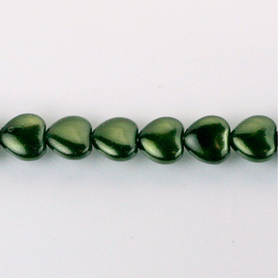 Czech Glass Pearl Bead - Heart 08x8MM HUNTER GREEN 70958
