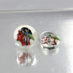 Glass Crystal Painting with Carved Intaglio Native American Round 13MM  NATURAL on CRYSTAL