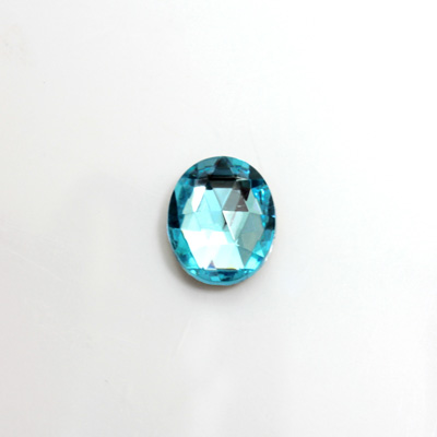 Glass Flat Back Foiled Rauten Rose - Oval 12x10MM AQUA