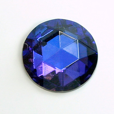 Glass Flat Back Foiled Rauten Rose - Round 25MM BERMUDA BLUE Coated