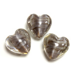 Glass Lampwork Bead - Heart Shape Smooth 18MM PORPHYR CRYSTAL BLACK DIAMOND