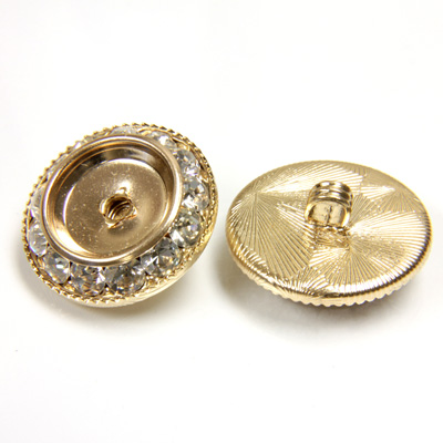 Czech Rhinestone Button - Round 21MM CRYSTAL-GOLD