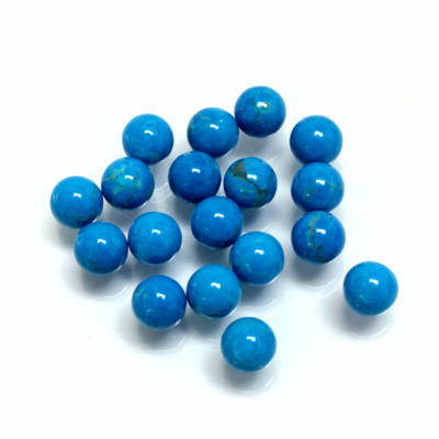 Gemstone No-Hole Ball - 06MM HOWLITE DYED TURQUOISE