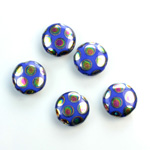 Pressed Glass Peacock Bead - Round 11MM SHINY BLUE