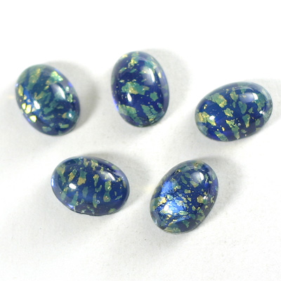 Glass Medium Dome Lampwork Cabochon - Oval 14x10MM COLOR OPALBLUE (0396)