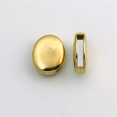 Metalized Plastic Bead - Oval Slide 16x12MM GOLD