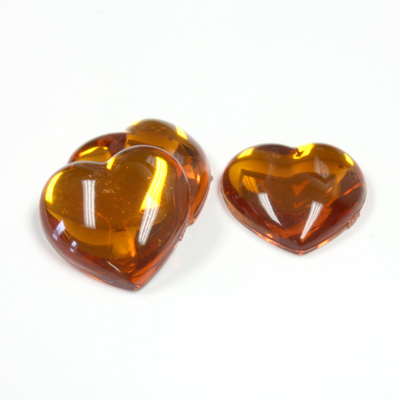 Plastic Flat Back Foiled Cabochon - Heart 18.5MM TOPAZ