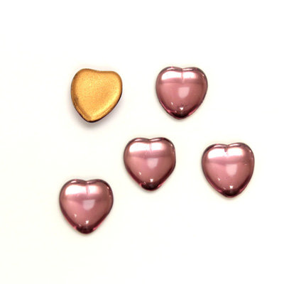 Glass Medium Dome Foiled Cabochon - Heart 10x9MM LT AMETHYST