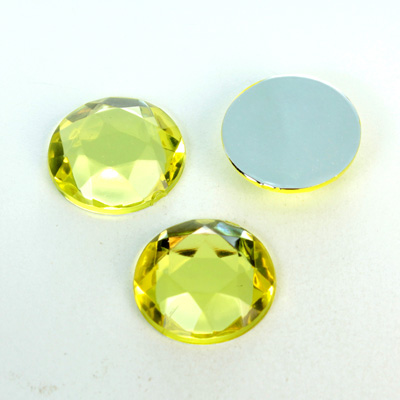 Plastic Flat Back Foiled Rose Cut Rhinestone - Round 18MM JONQUIL