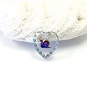 German Glass Engraved Buff Top Intaglio Pendant - SNAIL  Heart 12x11MM CRYSTAL HELIO BLUE