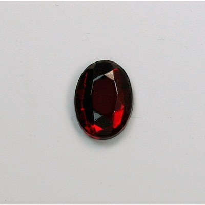 Glass Flat Back Rose Cut Faceted Foiled Stone - Oval 14x10MM RUBY