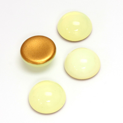 Glass Medium Dome Foiled Cabochon - Round 13MM OPAL YELLOW