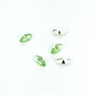 Plastic Point Back Foiled Stone - Navette 08x4MM PERIDOT