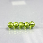 Czech Glass Lampwork Bead - Smooth Round 06MM OLIVINE SILVER LINED