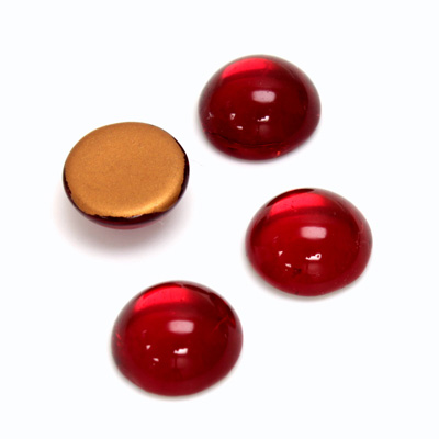 Glass Medium Dome Foiled Cabochon - Round 13MM RUBY