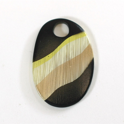 Plastic Pendant - Mixed Color Smooth Pear 39x26MM PETRIFIED WOOD COLOR