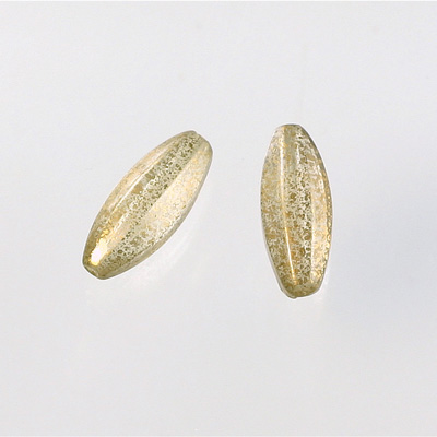 Plastic Engraved Bead - Oval 21x8MM GOLD DUST on CRYSTAL