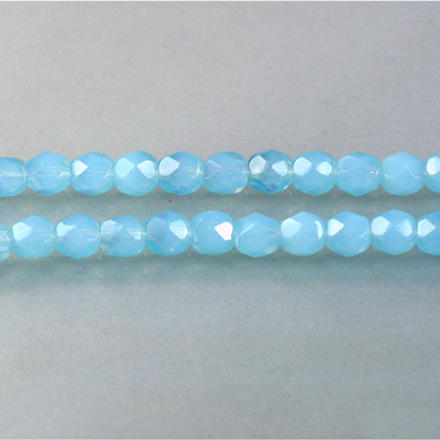 Czech Glass Fire Polish Bead - Round 05MM OPAL AQUA