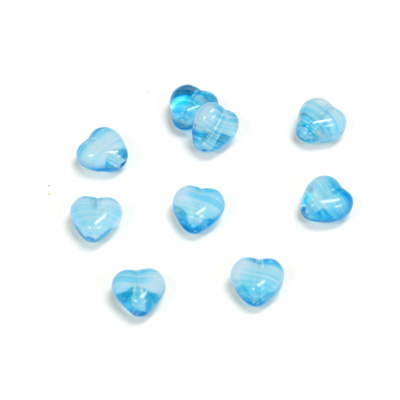 Czech Pressed Glass Bead - Smooth Heart 06x6MM PORPHYR AQUA