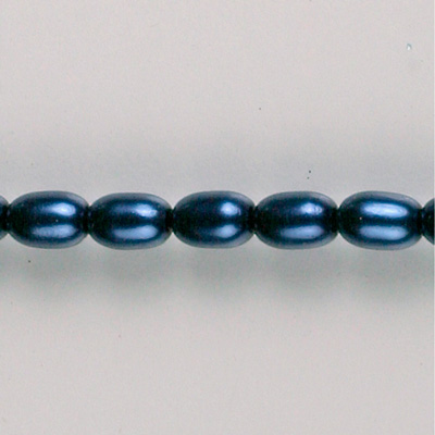 Czech Glass Pearl Bead - Oval 06x4MM NAVY 70467