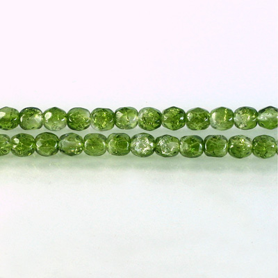 Czech Glass Fire Polish Bead - Round 04MM CRASHED GREEN