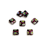 Czech Pressed Glass Bead - Smooth Flat Square 06x6MM PEACOCK AMETHYST