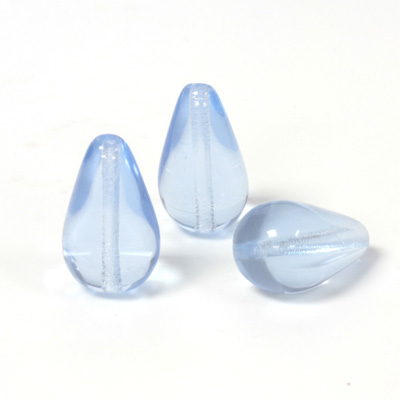 Czech Pressed Glass Bead - Smooth Pear 18x11MM LT SAPPHIRE