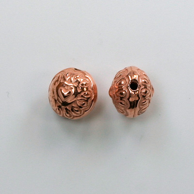 Metalized Plastic Engraved Bead - Round 10MM COPPER