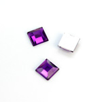 Plastic Flat Back Foiled Rose Cut Rhinestone - Square 08x8MM AMETHYST