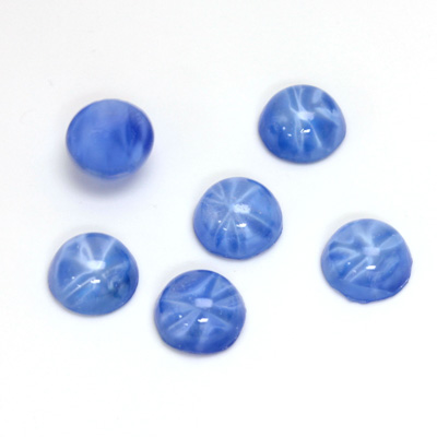 Glass Medium Dome Lampwork Cabochon - Round 09MM STAR SAPPHIRE