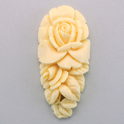 Plastic Carved Flower - Cluster Pear 58x28MM DARK IVORY