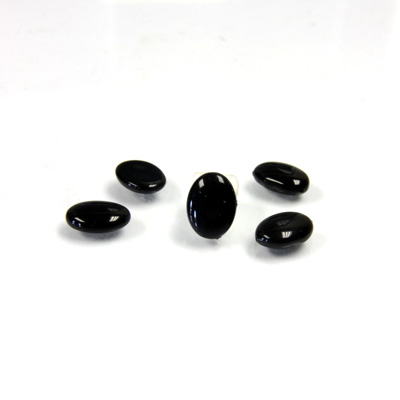 Glass Low Dome Buff Top Cabochon - Oval 08x6MM JET