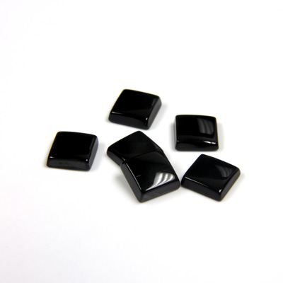 Gemstone Flat Back Single Bevel Buff Top Stone - Square 06x6MM BLACK ONYX