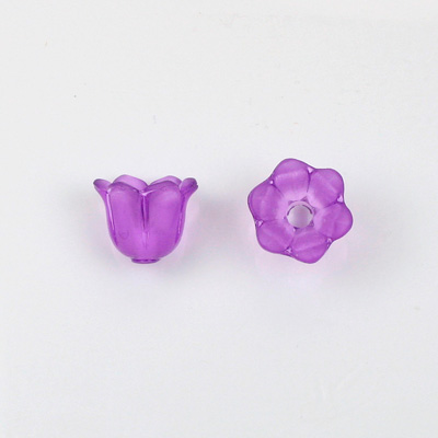 German Plastic Flower with Hole - Bell Shape 14x12MM MATTE DARK AMETHYST