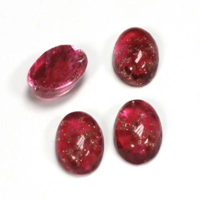 Glass Medium Dome Lampwork Cabochon - Oval 14x10MM GOLD FLECK RUBY (05052)