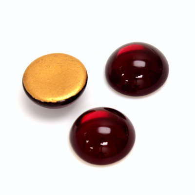 Glass Medium Dome Foiled Cabochon - Round 15MM RUBY