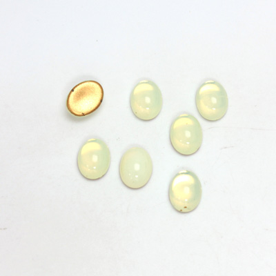 Glass Medium Dome Foiled Cabochon - Oval 08x6MM OPAL YELLOW