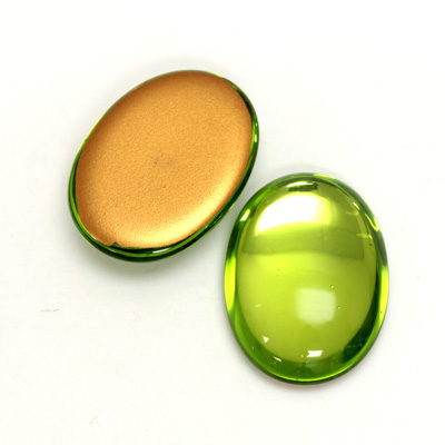 Glass Medium Dome Foiled Cabochon - Oval 25x18MM OLIVINE