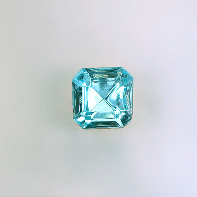 Glass Point Back Foiled Tin Table Cut (TTC) Stone - Square Octagon 10x10MM AQUA