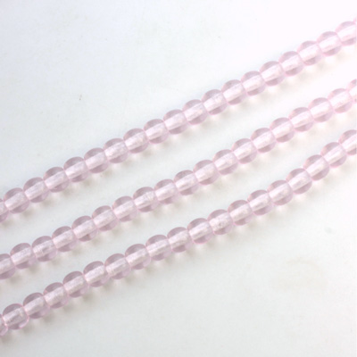 Czech Pressed Glass Bead - Smooth Round 04MM LT PINK