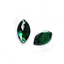 Asfour Crystal Flat Back Sew-On Stone - Navette 12x6MM EMERALD