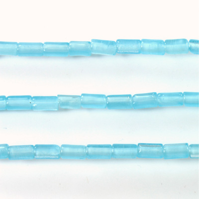 Fiber Optic Synthetic Cat's Eye Bead - Smooth Cylinder 06x3MM CAT'S EYE AQUA