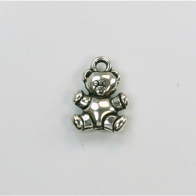 Metalized Plastic Pendant- Teddy Bear 15x11MM ANT SILVER