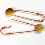 Metal Kilt Pin with Brass Glue Pad 70MM length Copper Coated Steel