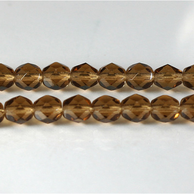 Czech Glass Fire Polish Bead - Round 07MM SMOKE TOPAZ