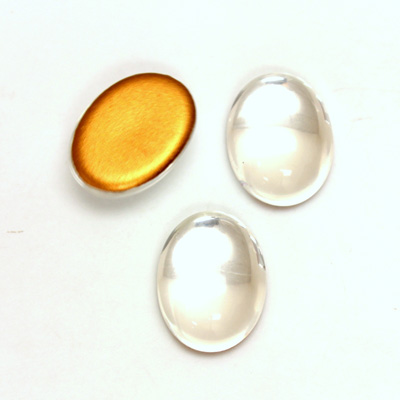 Glass Medium Dome Foiled Cabochon - Oval 18x13MM CRYSTAL