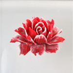 Plastic Carved No-Hole Flower - Rose 43x32MM MATTE RED-WHITE