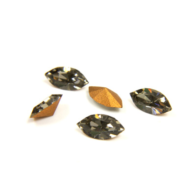 Preciosa Crystal Point Back Fancy Stone - Navette 06x3MM BLACK DIAMOND